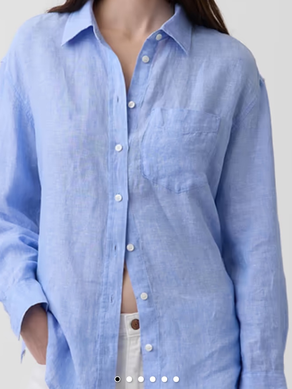 GAP Light Blue Linen Button-Down Shirt -Women's Casual  Size Large